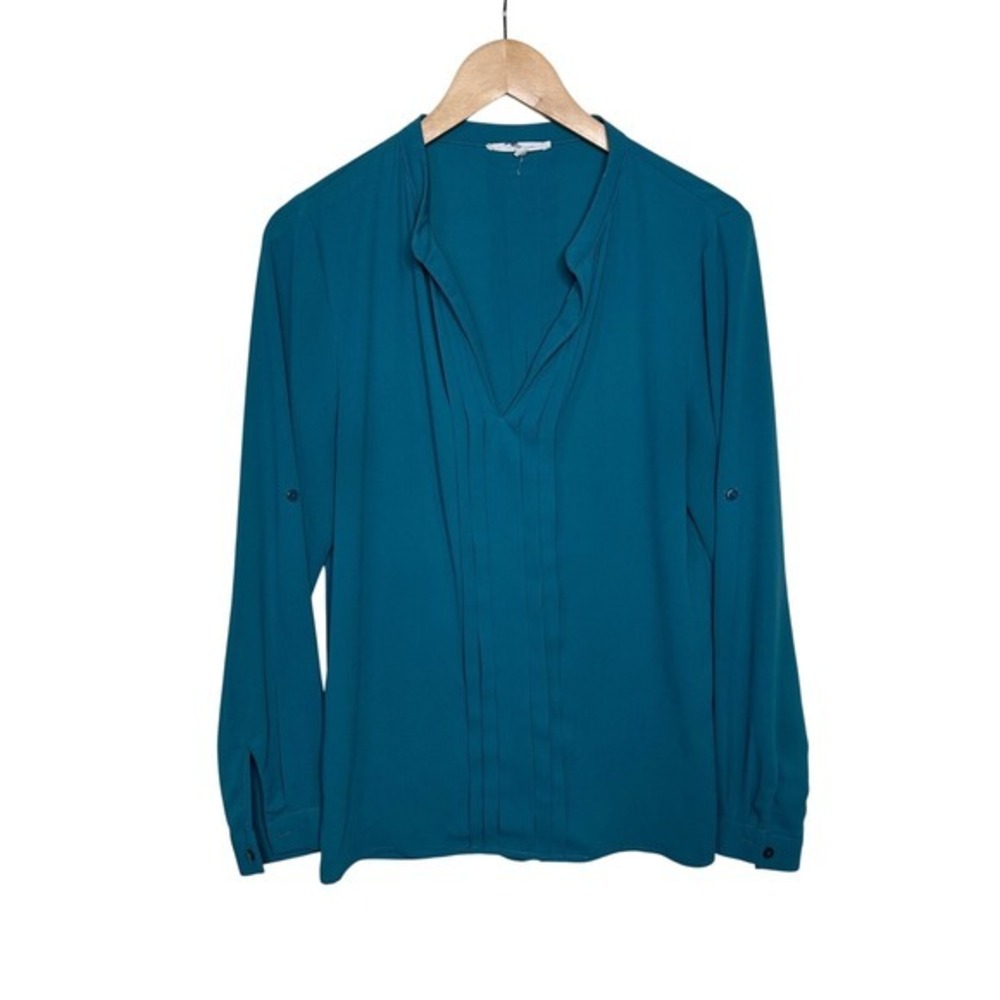 43 Hawthorne Cowl Neck Long Sleeve Blouse size Small Teal